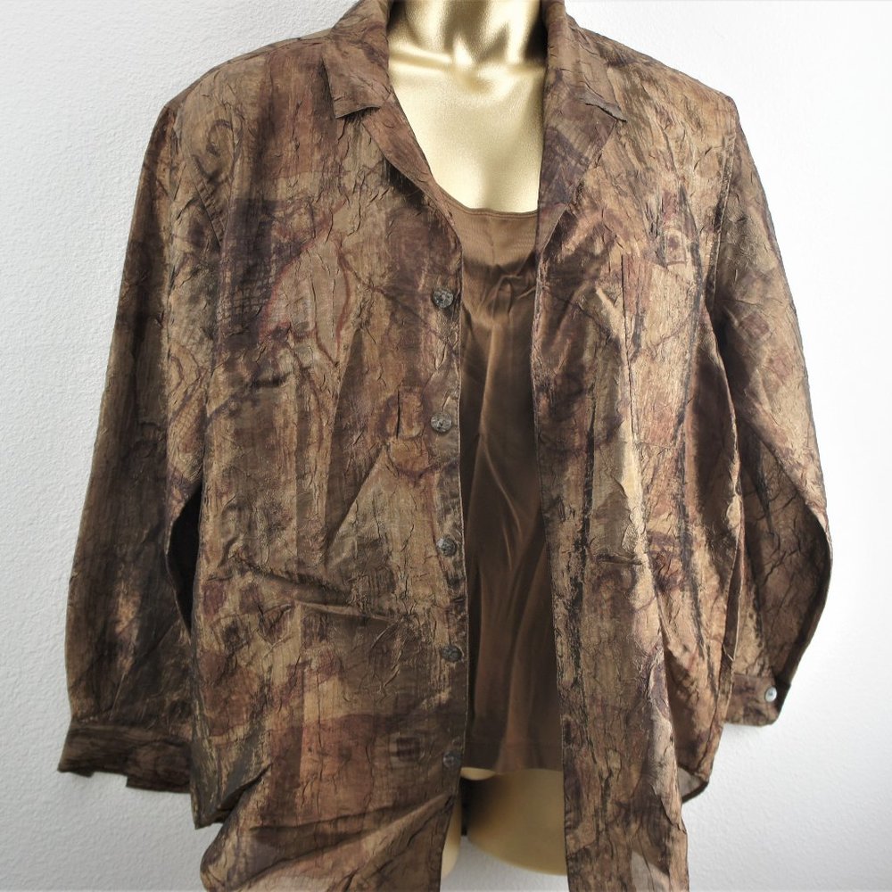 Chicos Design Blouse Jacket W/Tank Top Set Size 2 - image 1